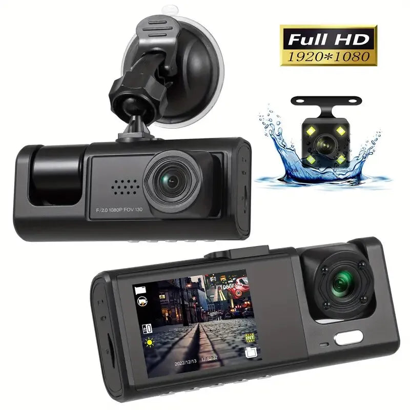 Câmera Veicular Tripla - Dashcam - Full HD 1.080x