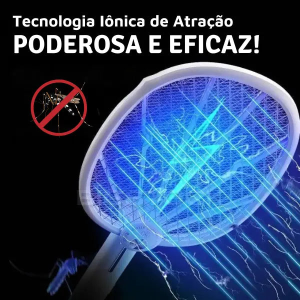 Raquete Mata-Mosquito Elétrica Com Ions de Atração